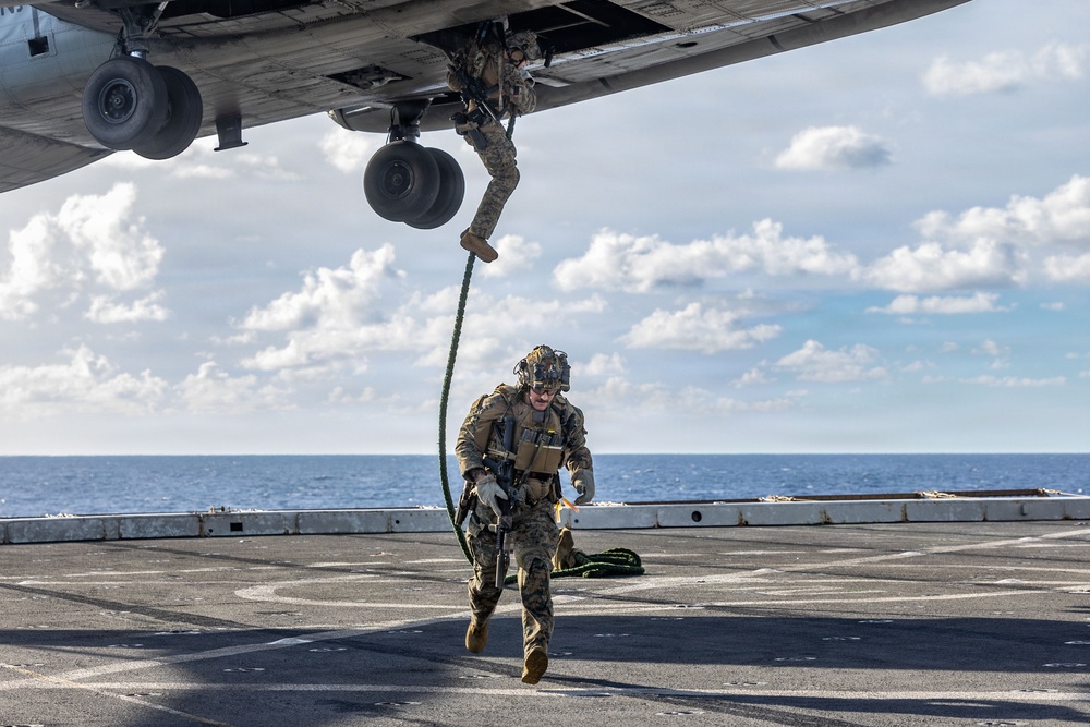 USS San Antonio Conducts Fast Rope Training Evolution