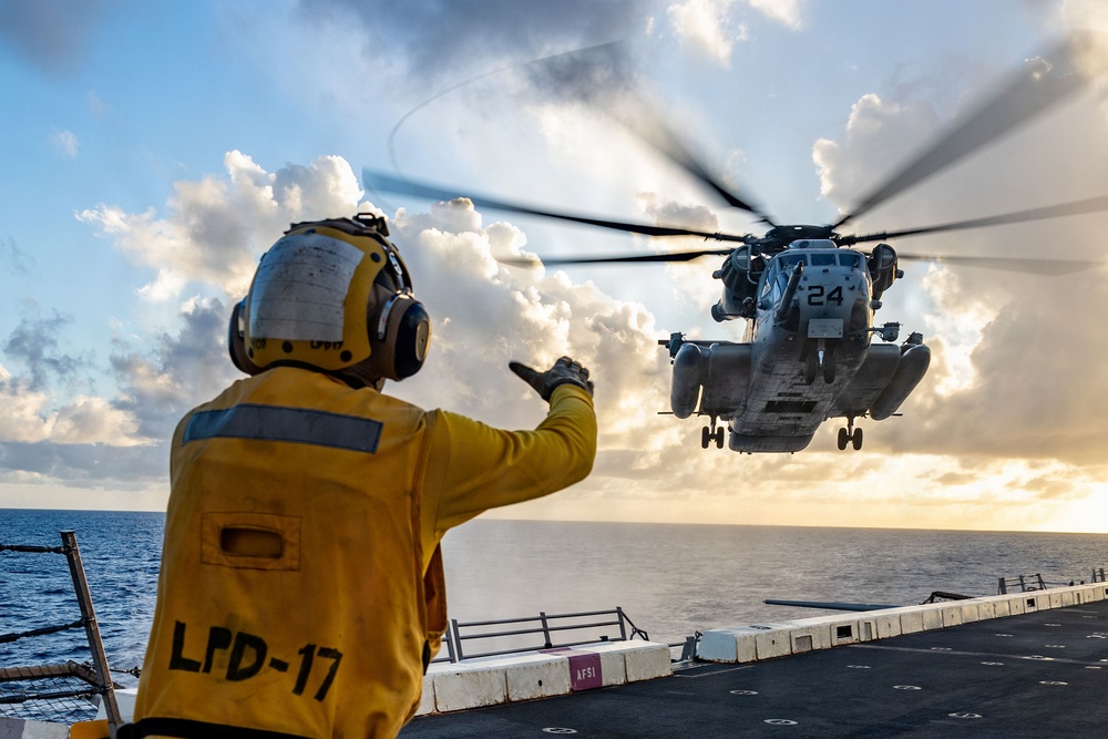 USS San Antonio (LPD 17) conducts flight operations