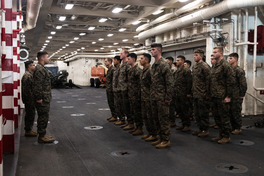 11th MEU Marine promotes to Lance Corporal aboard USS Portland