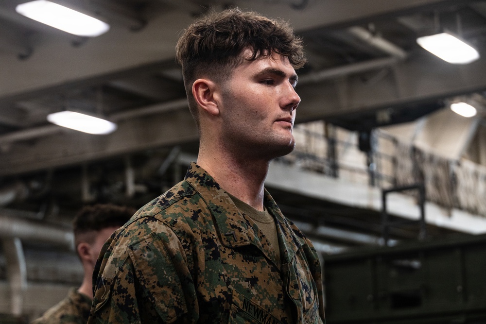 11th MEU Marine promotes to Lance Corporal aboard USS Portland