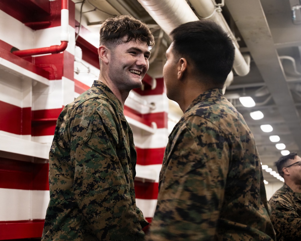 11th MEU Marine promotes to Lance Corporal aboard USS Portland