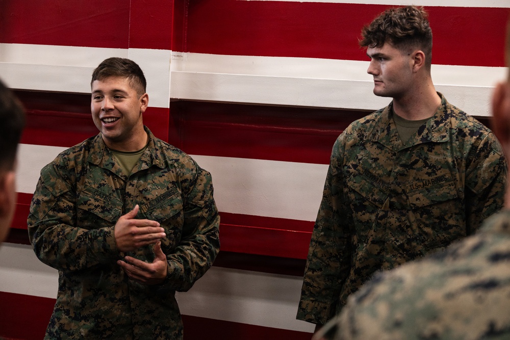 11th MEU Marine promotes to Lance Corporal aboard USS Portland