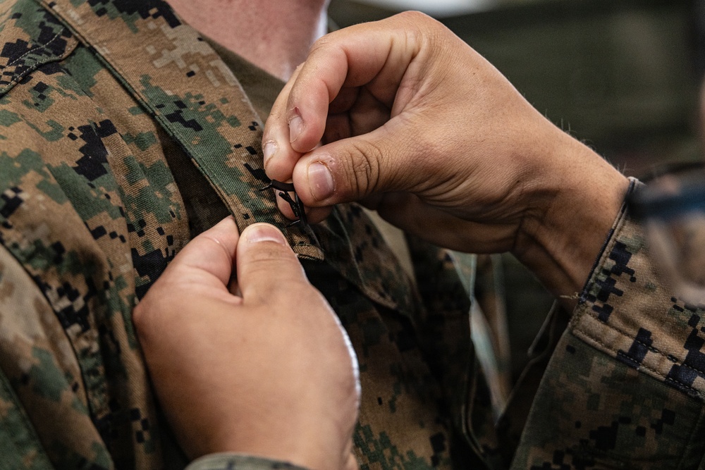 11th MEU Marine promotes to Lance Corporal aboard USS Portland