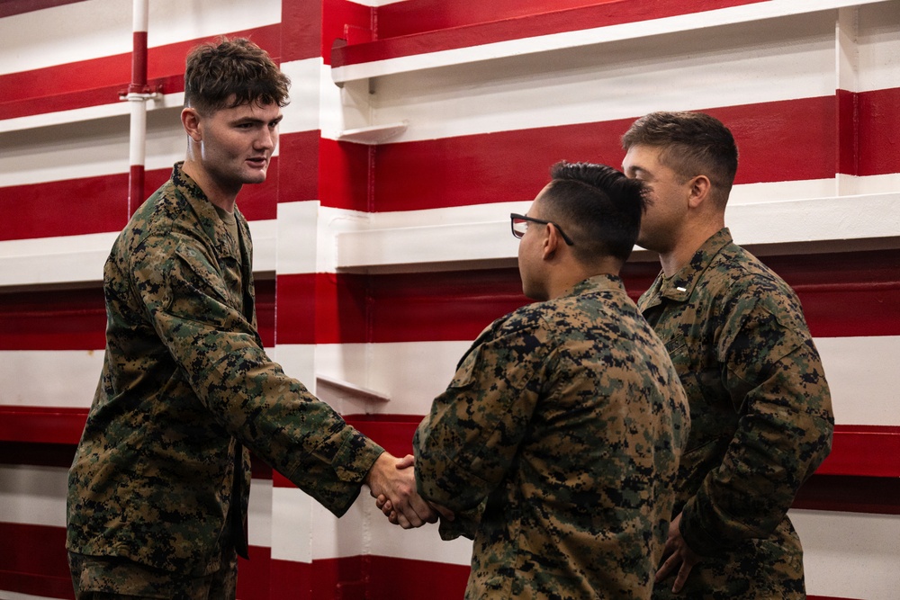 11th MEU Marine promotes to Lance Corporal aboard USS Portland