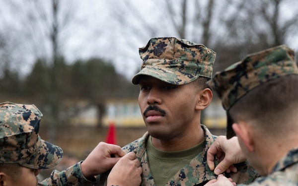 Two U.S. Navy Sailors awarded Fleet Marine Force pin and two Marines promote to Corporal while deployed