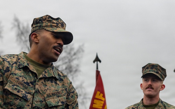 Two U.S. Navy Sailors awarded Fleet Marine Force pin and two Marines promote to Corporal while deployed