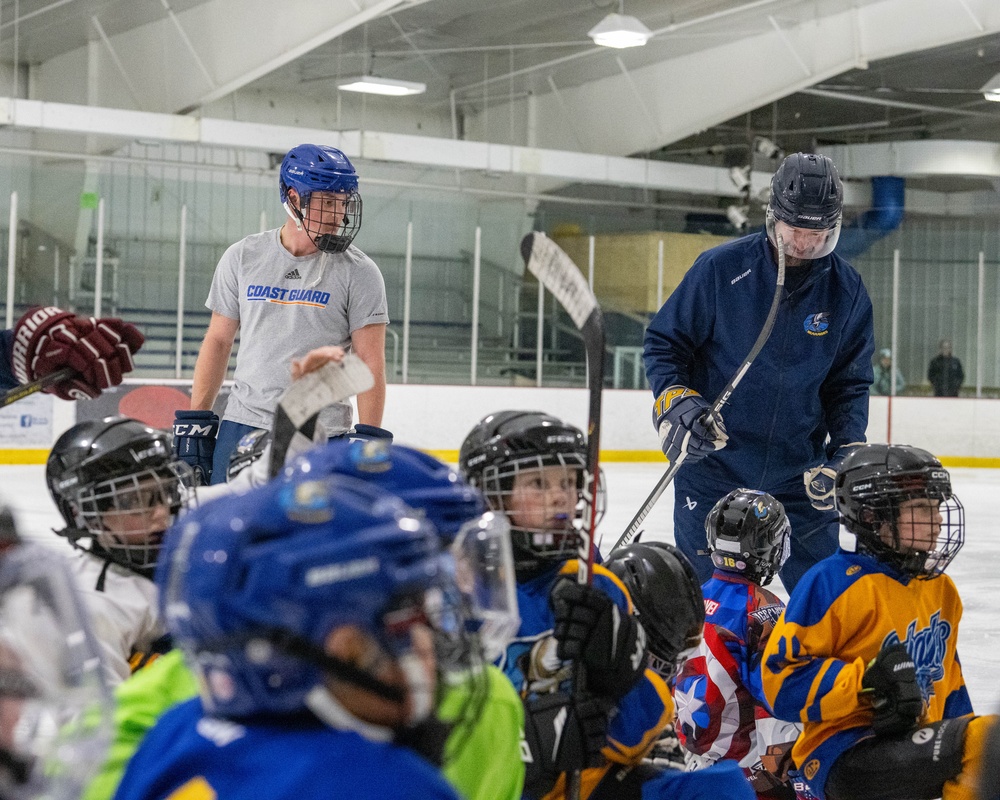 U.S. Coast Guard Academy cadets help train youth hockey team