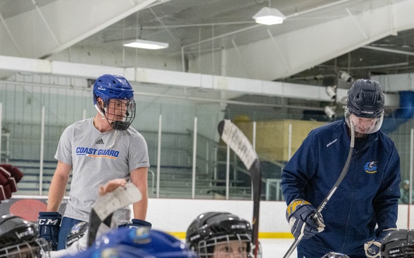 U.S. Coast Guard Academy cadets help train youth hockey team