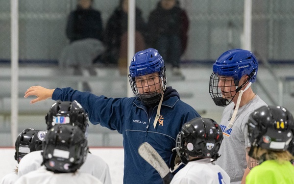 U.S. Coast Guard Academy cadets help train youth hockey team