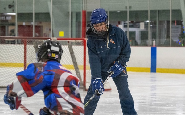 U.S. Coast Guard Academy cadets help train youth hockey team