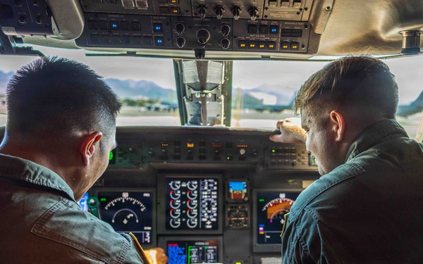 VR-1 Sailors complete C-37A pre-flight safety check