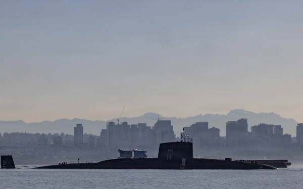 The former USS Sam Rayburn (SSBN 635), now MTS Rayburn, departs Seattle for the final time.