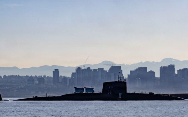 The former USS Sam Rayburn (SSBN 635), now MTS Rayburn, departs Seattle for the final time.