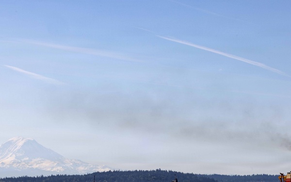 The former USS Sam Rayburn (SSBN 635), now MTS Rayburn, departs Seattle for the final time.