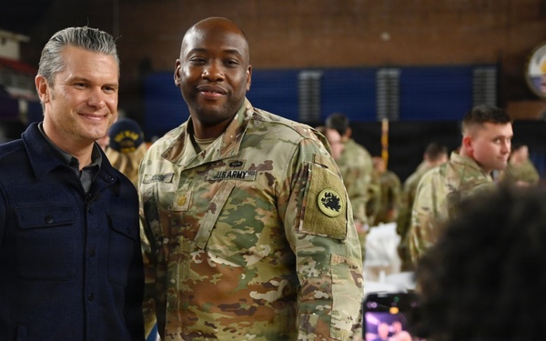 Secretary Hegseth Serves Thanksgiving Meal to JTF-DC Service Members