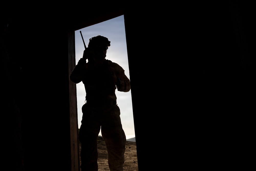 U.S. Marines with FSB, 11th Marines call in close air support with HMLA-367