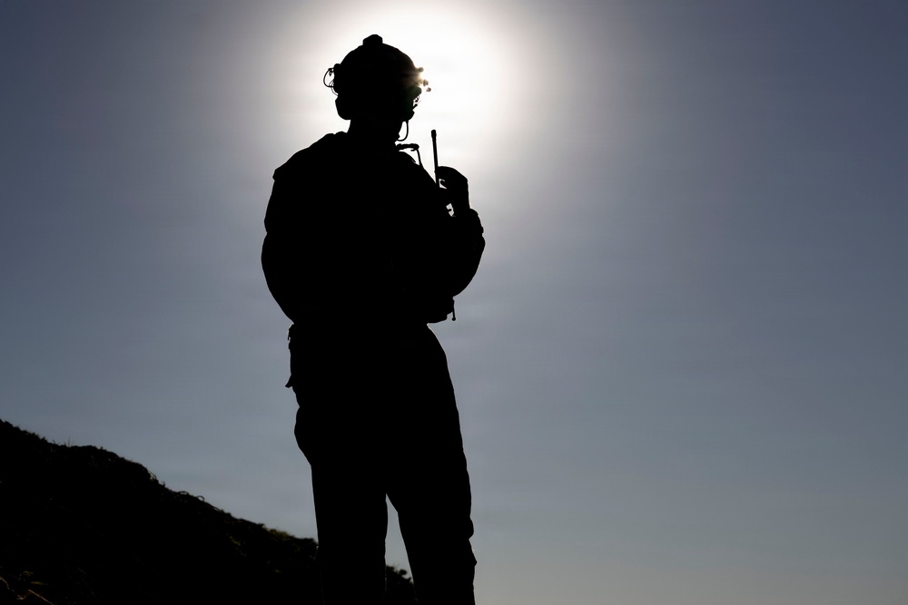 U.S. Marines with FSB, 11th Marines call in close air support with HMLA-367