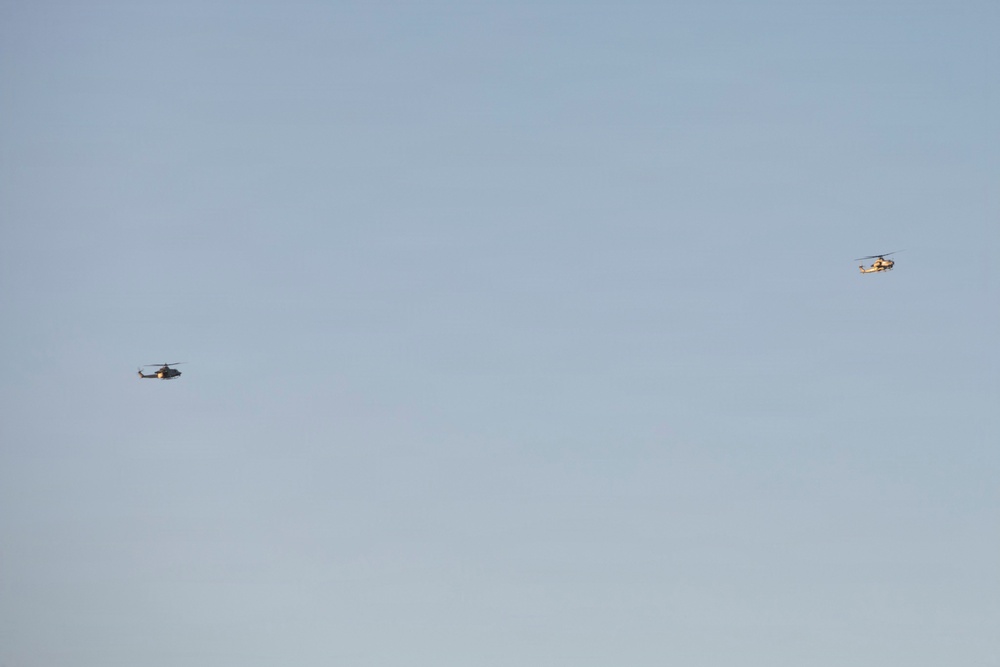 U.S. Marines with FSB, 11th Marines call in close air support with HMLA-367