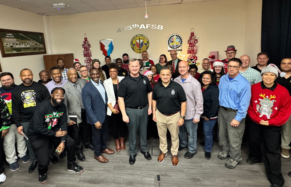 Top ASC leaders attend 405th AFSB holiday event as special guests before visiting APS-2 sites