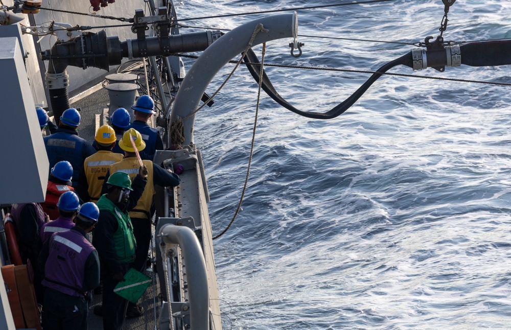 USS Dewey Completes a Replenishment-at-Sea with USS George Washington