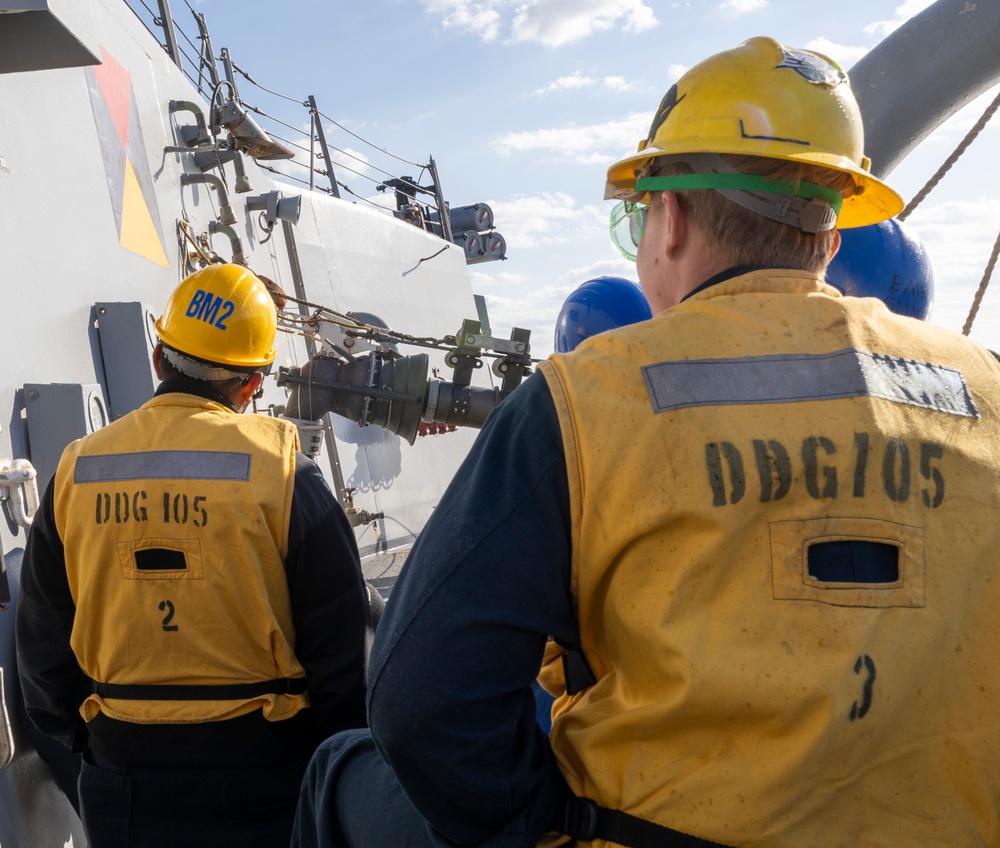 USS Dewey Completes a Replenishment-at-Sea with USS George Washington