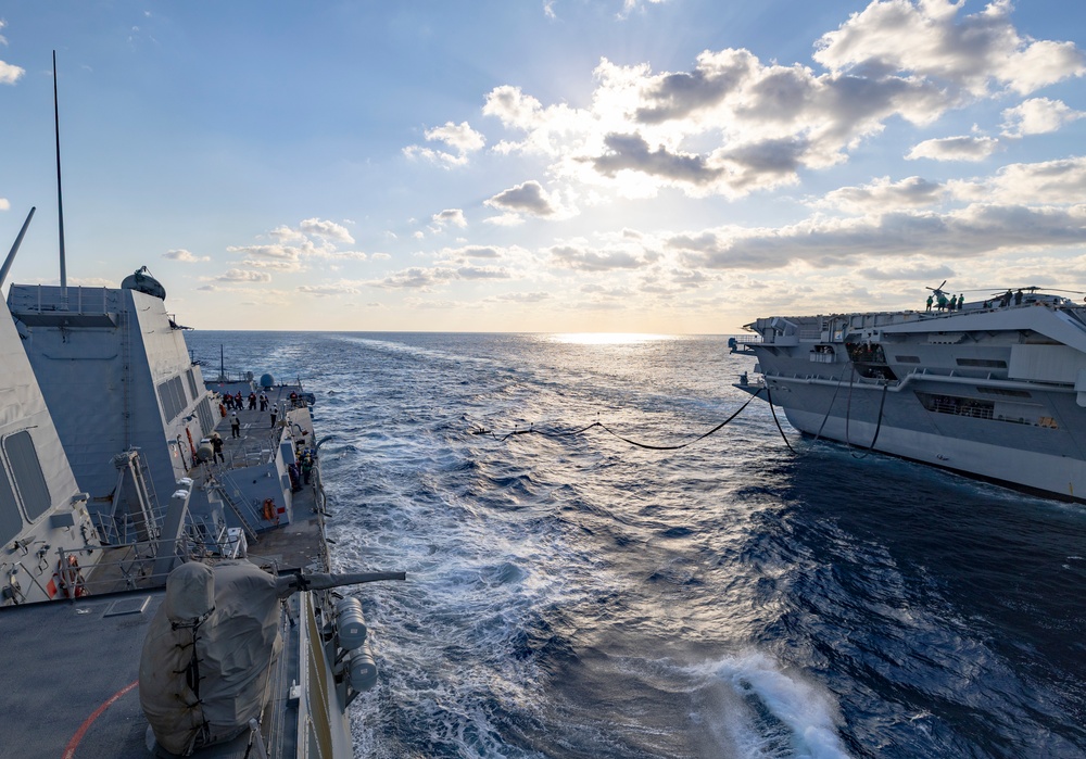 USS Dewey Completes a Replenishment-at-Sea with USS George Washington