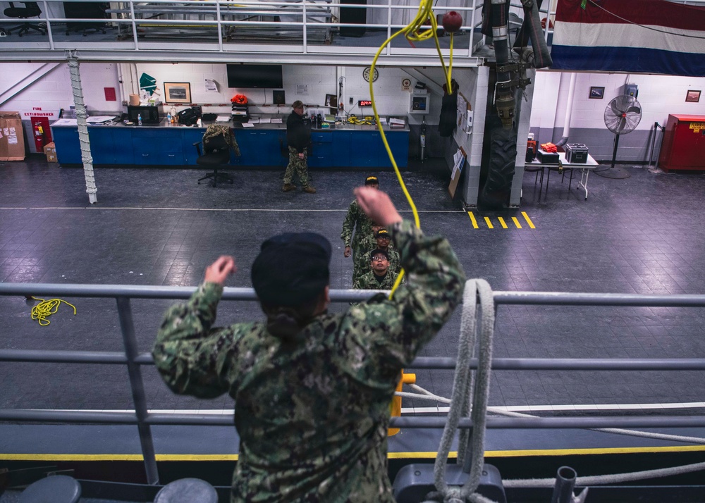 Recruits Participate in a Seamanship Evaluation at the USS Marlinspike
