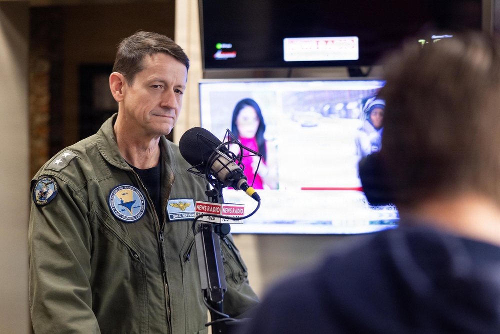 NETC Commander Rear Adm. Gregory Huffman conducts radio interview with NewsRadio 92.3
