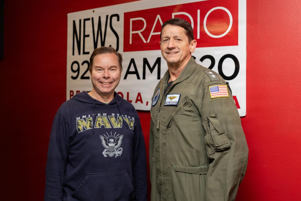 NETC Commander Rear Adm. Gregory Huffman conducts radio interview with NewsRadio 92.3
