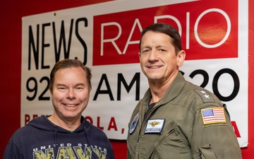 NETC Commander Rear Adm. Gregory Huffman conducts radio interview with NewsRadio 92.3