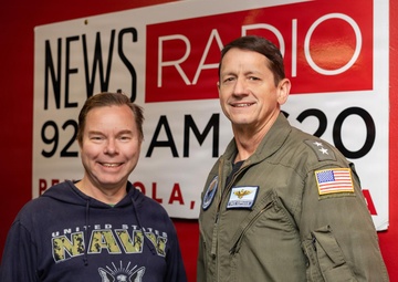 NETC Commander Rear Adm. Gregory Huffman conducts radio interview with NewsRadio 92.3