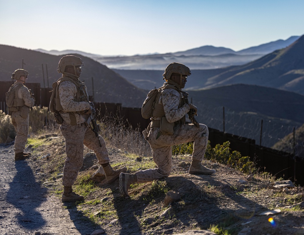  JTF-SB Marines conduct patrol on southern border barrier