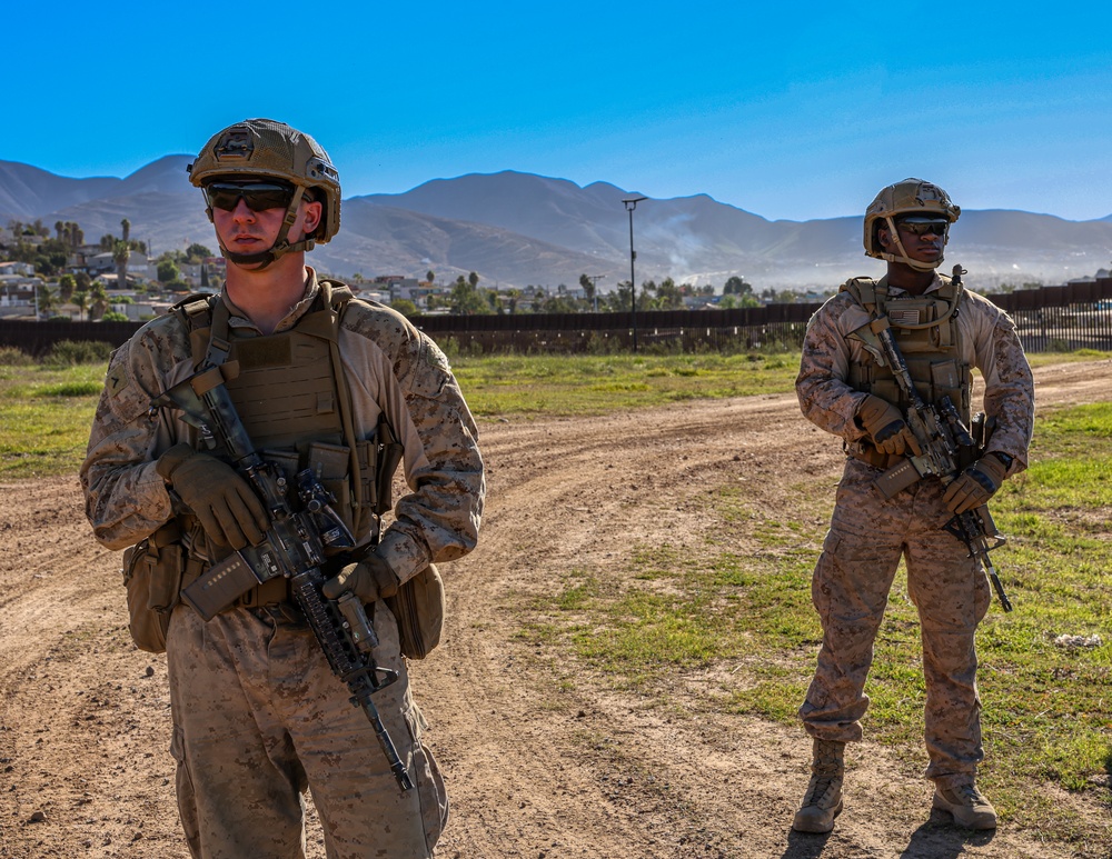 JTF-SB Marines conduct patrol on southern border barrier