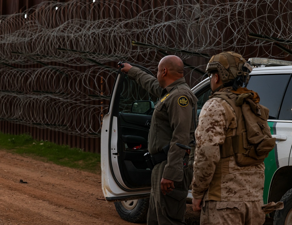 JTF-SB Marines conduct patrol on southern border barrier