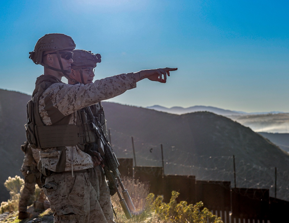 JTF-SB Marines conduct patrol on southern border barrier