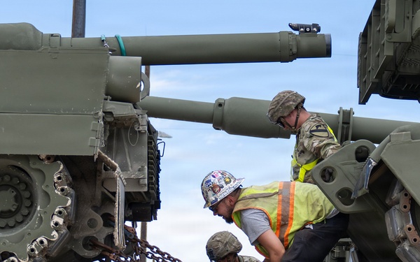 III Armored Corps loads train bound for Army Birthday 250 celebration in Washington