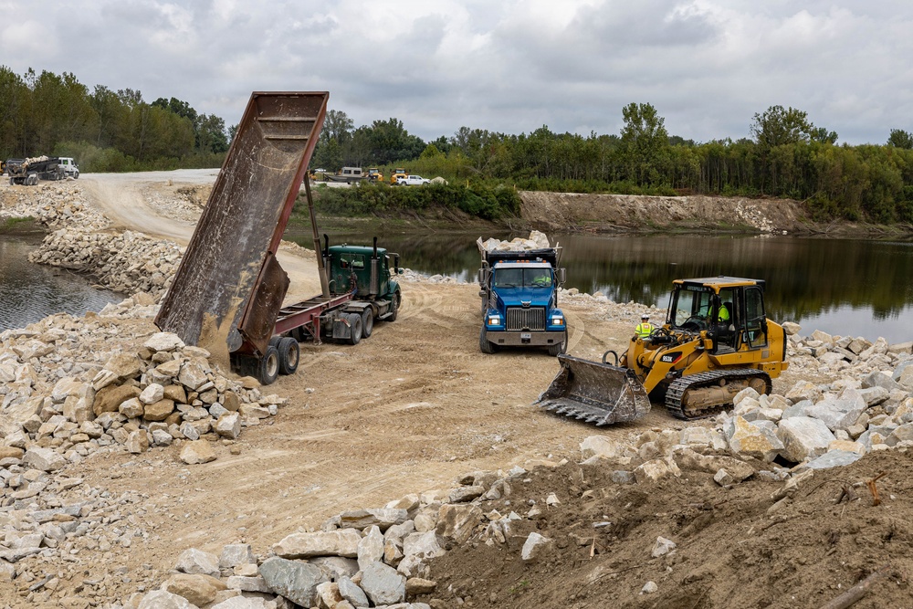 Missouri River Navigation Structure repairs continue with Cora Island flow control structures after severe damage from 2019 Flood
