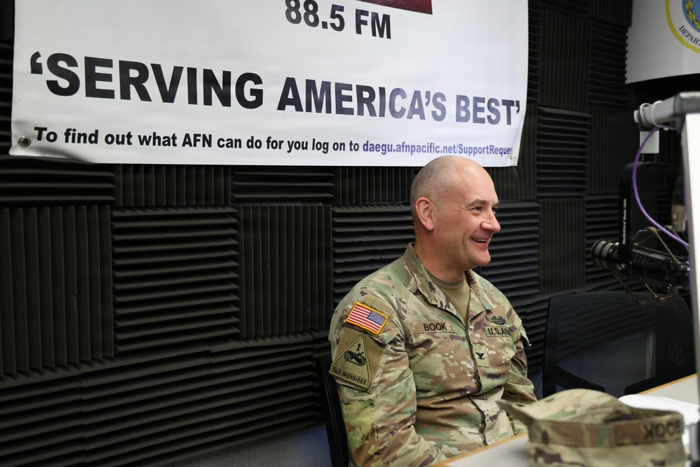COL Jason Book, Commander of the 403rd AFSB, featured on the AFN Daegu Afternoon Show
