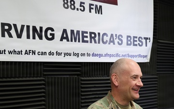 COL Jason Book, Commander of the 403rd AFSB, featured on the AFN Daegu Afternoon Show