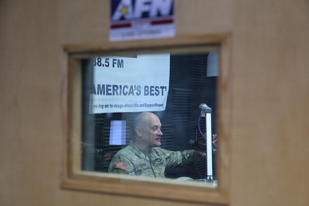 COL Jason Book, Commander of the 403rd AFSB, featured on the AFN Daegu Afternoon Show
