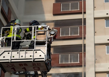 CFAS Fire and Emergency Services and Sasebo City Fire Bureau Firefighters Conduct Drill