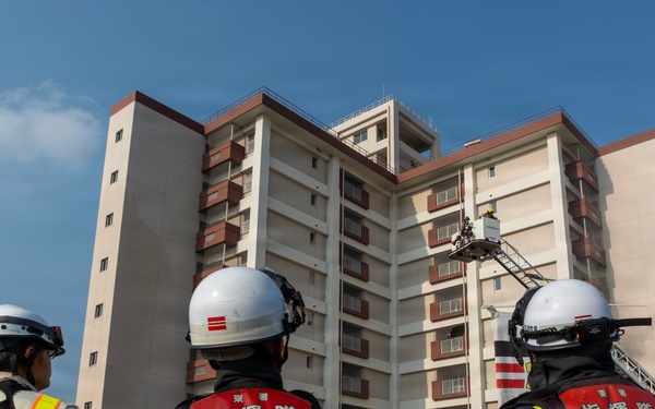 CFAS Fire and Emergency Services and Sasebo City Fire Bureau Firefighters Conduct Drill