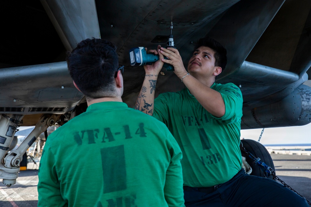 Abraham Lincoln conducts routine operations.