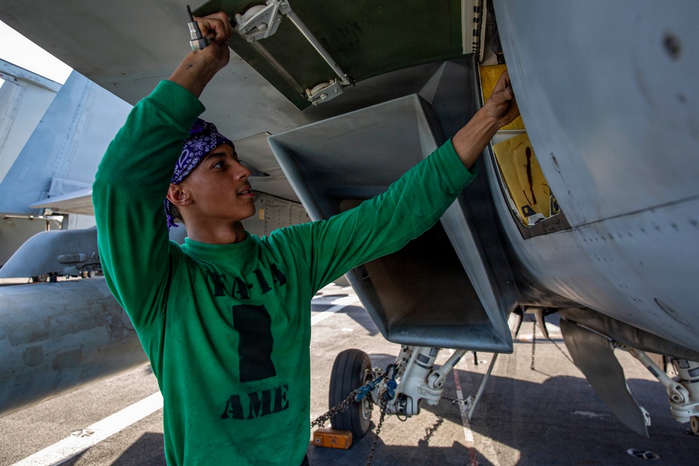 Abraham Lincoln conducts routine operations.