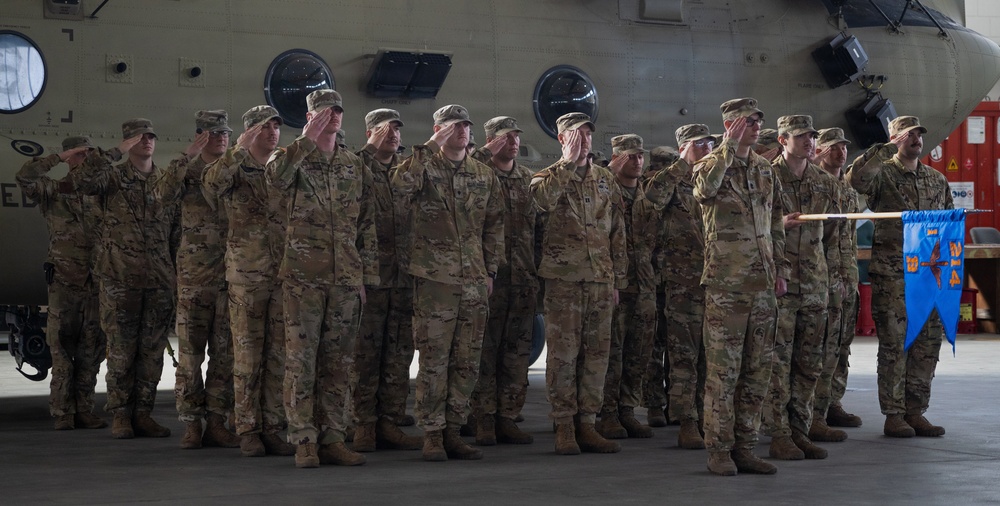 Bravo Company 1-214th General Support Aviation Battalion conducts change of command