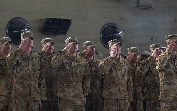 Bravo Company 1-214th General Support Aviation Battalion conducts change of command