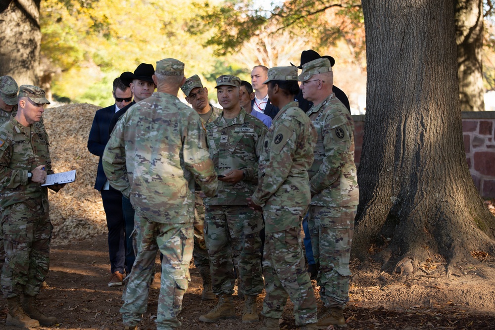 Senior Army Leadership Inspects Old Guard Interim Stables Nearing Completion