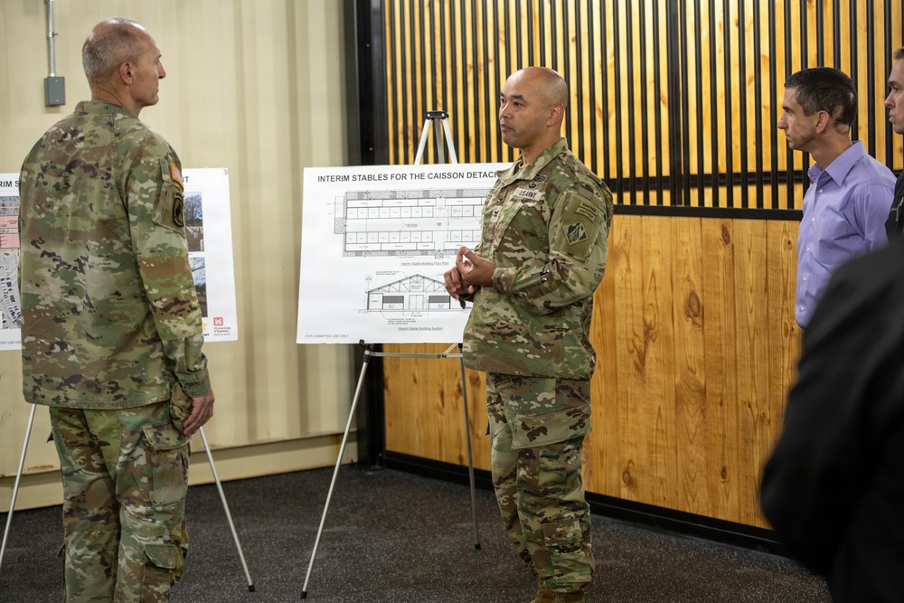 Senior Army Leadership Inspects Old Guard Interim Stables Nearing Completion