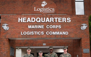Brigadier General Ralph J. Rizzo, Jr., Commanding General, Marine Corps Installations East and Sergeant Major Wesley O. Turner II, Command Senior Enlisted Leader, Marine Corps Installations East visit LOGCOM HQ.