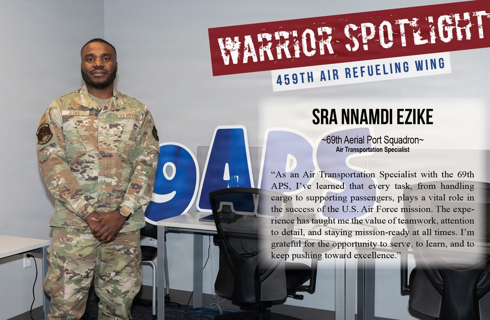 SrA Nnamdi Ezike is the 459th ARW Warrior of the Month